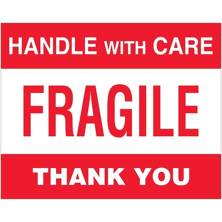 Box Partners 8 x 10 in. Fragile Handle with Care Labels DL1637